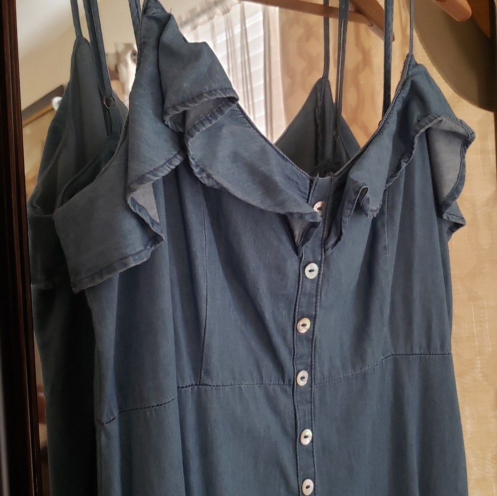 Chambray Denim Maxi Dress Size L